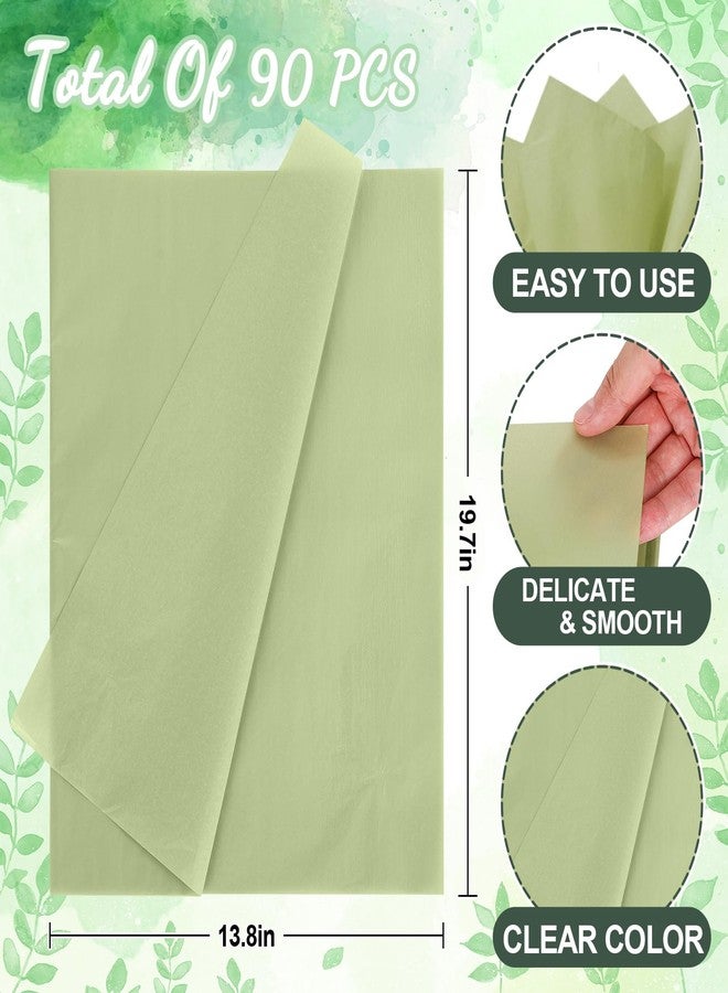 Whaline 90 Sheet Sage Green Tissue Paper Assorted Gradient Green Gift Wrapping Paper 13.8 x 19.7 Inch Sage Green Art Craft Tissue Paper for Gift Bags Baby Shower Wedding Birthday Party Decor - Image 2